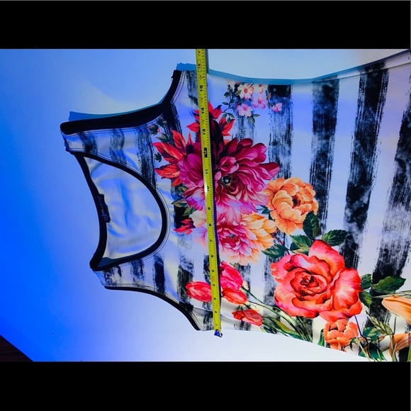 Mix Virage black & white floral dress size L - Picture 5 of 6